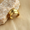 Wholesale Fashion High Texture Stainless Steel Geometric Wide Version Hollow Heart Ring With Electroplating