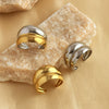 Wholesale Fashion High Texture Stainless Steel Geometric Wide Version Hollow Heart Ring With Electroplating