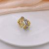 Wholesale Fashion Highend Hollow Weaving Geometric Copper 18K Gold Plated Ring Jewelry