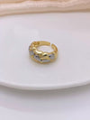 Wholesale Fashion Highend Hollow Weaving Geometric Copper 18K Gold Plated Ring Jewelry