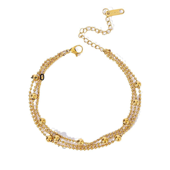 Wholesale Fashion Highend 18K Gold Plated Multilayer Tassel Small Gold Beads Geometric Ladies Titanium Steel Bracelet
