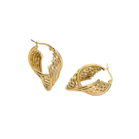 Wholesale Fashion Highgrade Stainless Steel 18K Gold Plated Hollow Geometric Earrings With Electroplating