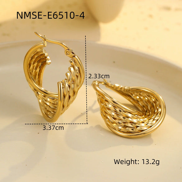 Wholesale Fashion Highgrade Stainless Steel 18K Gold Plated Hollow Geometric Earrings With Electroplating