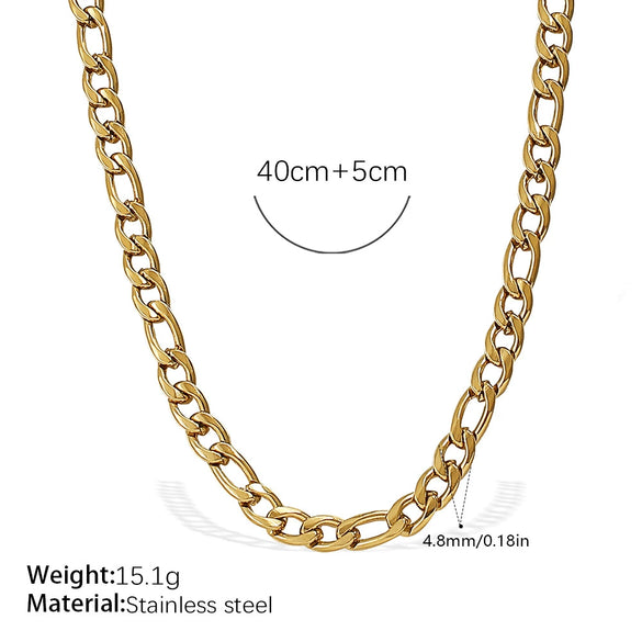 Wholesale Fashion Hiphop 316L Stainless Steel Necklace Jewelry Plated 18K Gold With Regular Chain Sets