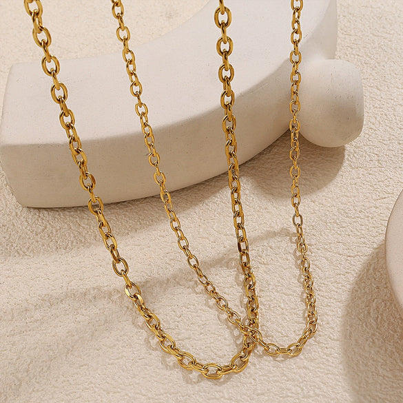 Wholesale Fashion Hiphop 316L Stainless Steel Necklace Jewelry Plated 18K Gold With Regular Chain Sets