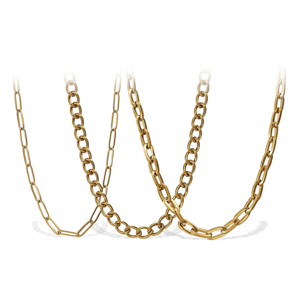Wholesale Fashion Hiphop 316L Stainless Steel Necklace Jewelry Plated 18K Gold With Regular Chain Sets
