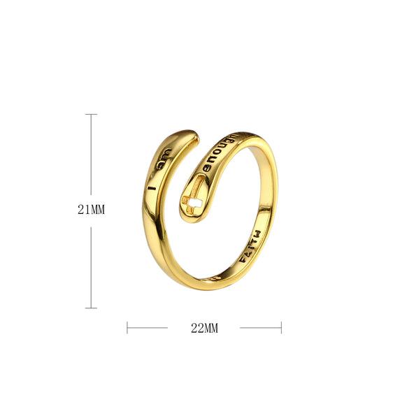 Wholesale Fashion Hollow Cross Open Ring In S925 Sterling Silver With Electroplating Treatment And Letters Numbers Text Pattern