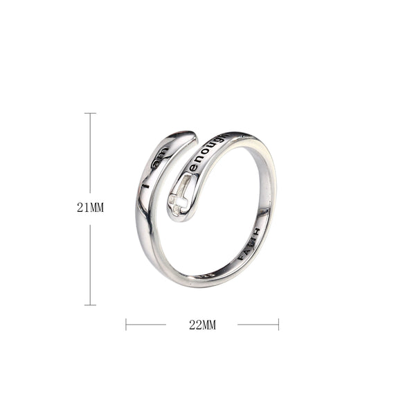 Wholesale Fashion Hollow Cross Open Ring In S925 Sterling Silver With Electroplating Treatment And Letters Numbers Text Pattern