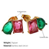 Wholesale Fashion Inlaid Gemstone Electroplated 316L Stainless Steel Earrings For Women