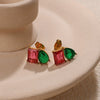 Wholesale Fashion Inlaid Gemstone Electroplated 316L Stainless Steel Earrings For Women