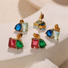 Wholesale Fashion Inlaid Gemstone Electroplated 316L Stainless Steel Earrings For Women
