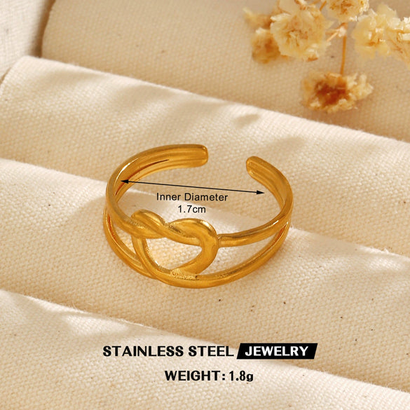 Wholesale Fashion Ins Style Stainless Steel Heart Shape Love Ring 18K Gold Plated For Women