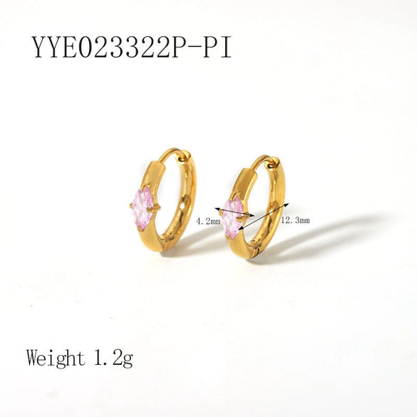 Wholesale Fashion Ins Zircon Earrings Stainless Steel Light Luxury Geometric Rhombus 18K Goldplated Vacuum Real Gold Electroplating In Pvd Furnace