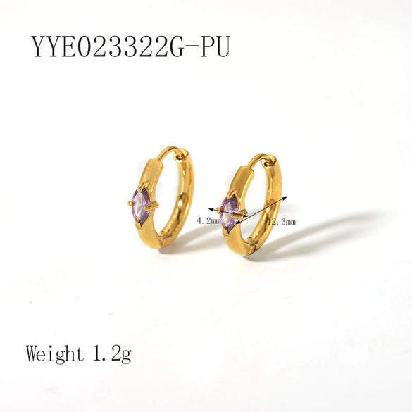 Wholesale Fashion Ins Zircon Earrings Stainless Steel Light Luxury Geometric Rhombus 18K Goldplated Vacuum Real Gold Electroplating In Pvd Furnace
