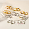 Wholesale Fashion Ins Zircon Earrings Stainless Steel Light Luxury Geometric Rhombus 18K Goldplated Vacuum Real Gold Electroplating In Pvd Furnace