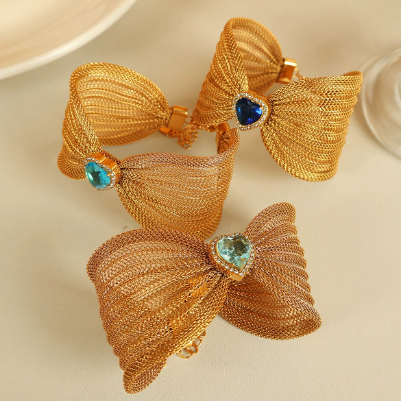 Wholesale Fashion Jewelry Bracelet 316L Stainless Steel Bow Butterfly Electroplating Style