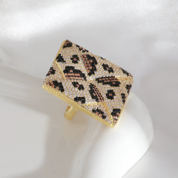 Wholesale Fashion Jewelry Copper Ring With Geometric Leopard And Snake Print Electroplated For Women