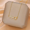 Wholesale Fashion Jewelry Heart Shaped Titanium Steel And Copper Necklace With Diamond Design