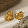 Wholesale Fashion Jewelry Lotus Leaf Shaped Titanium Steel And Stainless Steel Earrings With Electroplating Pvd Furnace Real Gold Treatment Small Fresh Style For Women