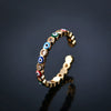 Wholesale Fashion Jewelry Opening Copper Ring Electroplated Gold Inlaid Crystal Zircon Geometric Design For Women