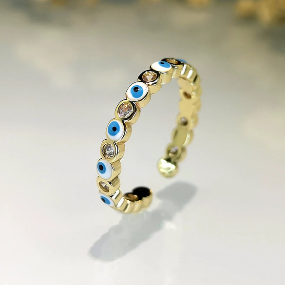 Wholesale Fashion Jewelry Opening Copper Ring Electroplated Gold Inlaid Crystal Zircon Geometric Design For Women