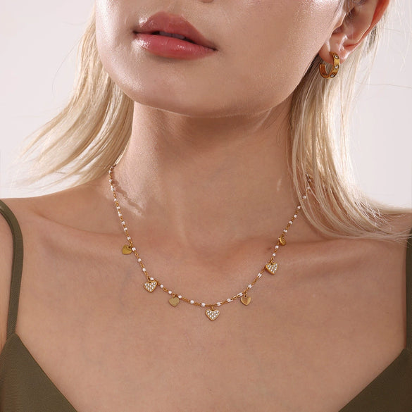 Wholesale Fashion Jewelry Set Ferris Wheel Fantasy Zircon Minimalist Electroplated Titanium Steel Women's Earrings Necklaces And Hand Accessories