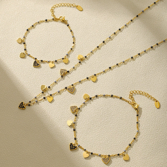 Wholesale Fashion Jewelry Set Ferris Wheel Fantasy Zircon Minimalist Electroplated Titanium Steel Women's Earrings Necklaces And Hand Accessories