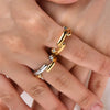 Wholesale Fashion Jewelry Stainless Steel Geometric Round Diamond Ring Gold And Silver Color Matching Electroplated For Women