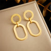 Wholesale Fashion Jewelry Stainless Steel Geometric Round Oval Pendant Earrings Gold Plated