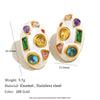 Wholesale Fashion Jewelry Stainless Steel Gold Plated Earrings Necklace And Joker Ring With Heart Water Drop Bell Patterns