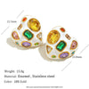 Wholesale Fashion Jewelry Stainless Steel Gold Plated Earrings Necklace And Joker Ring With Heart Water Drop Bell Patterns