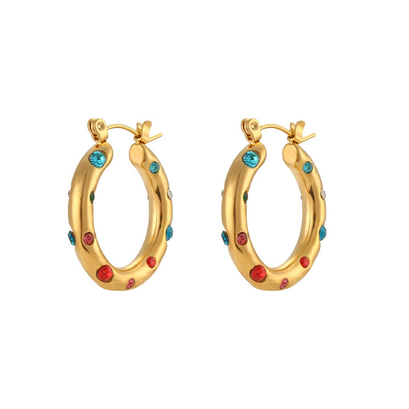 Wholesale Fashion Jewelry Stainless Steel Gold Plated Earrings Necklace And Joker Ring With Heart Water Drop Bell Patterns