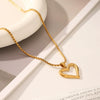 Wholesale Fashion Jewelry Stainless Steel Hollow Heart Shaped Pendant Necklace With Box Chain And Electroplating Craft For Women
