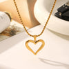 Wholesale Fashion Jewelry Stainless Steel Hollow Heart Shaped Pendant Necklace With Box Chain And Electroplating Craft For Women