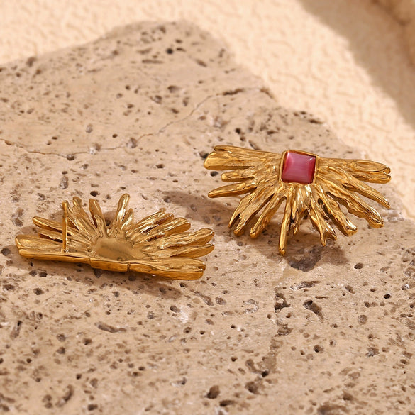 Wholesale Fashion Jewelry Stainless Steel 18K Gold Plated Shell Starfish Geometric Earrings For Women