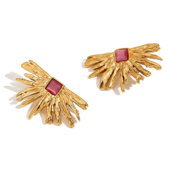 Wholesale Fashion Jewelry Stainless Steel 18K Gold Plated Shell Starfish Geometric Earrings For Women