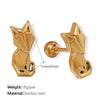 Wholesale Fashion Jewelry Stainless Steel Plated 18K Gold Rhinestone Inlaid Kitten Bear Shaped Earrings