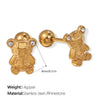 Wholesale Fashion Jewelry Stainless Steel Plated 18K Gold Rhinestone Inlaid Kitten Bear Shaped Earrings