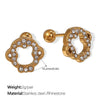 Wholesale Fashion Jewelry Stainless Steel Plated 18K Gold Rhinestone Inlaid Kitten Bear Shaped Earrings