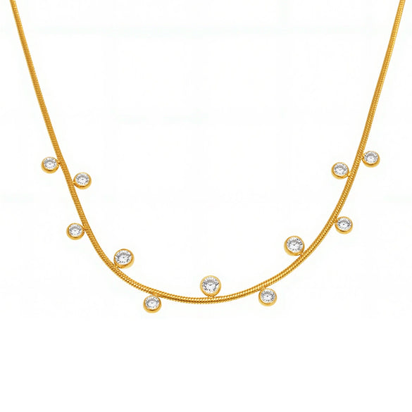 Wholesale Fashion Jewelry Stainless Steel Round Geometric Pendant Necklace With Electroplating For Women