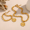 Wholesale Fashion Jewelry Stainless Steel Titanium Steel Electroplated Round Bead Eight Pointed Star Sun And Moon Clouds Universe Pendant Necklace Bracelet For Women
