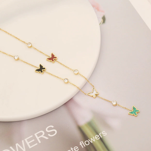 Wholesale Fashion Jewelry Star Moon Butterfly Love Clavicle Chain Stainless Steel Necklace With Electroplating For Women