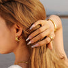 Wholesale Fashion 18K Gold Plated Stainless Steel C Shaped Wood Grain Pleated Earrings With Electroplating