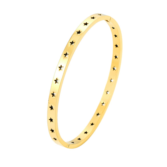 Wholesale Fashion Ladies Stainless Steel Hollow Fivepointed Star Buckle Bracelet With Electroplating Treatment