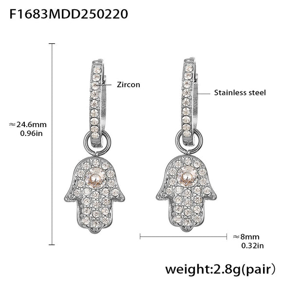 Wholesale Fashion Light Luxury Butterfly Zircon Pendant Earrings Stainless Steel Geometric Electroplated