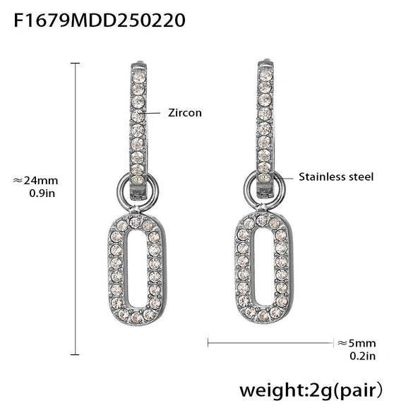 Wholesale Fashion Light Luxury Butterfly Zircon Pendant Earrings Stainless Steel Geometric Electroplated