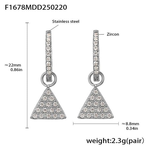 Wholesale Fashion Light Luxury Butterfly Zircon Pendant Earrings Stainless Steel Geometric Electroplated