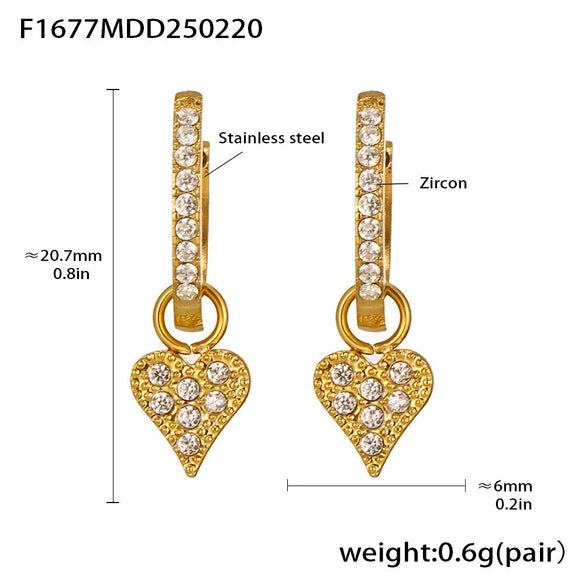 Wholesale Fashion Light Luxury Butterfly Zircon Pendant Earrings Stainless Steel Geometric Electroplated