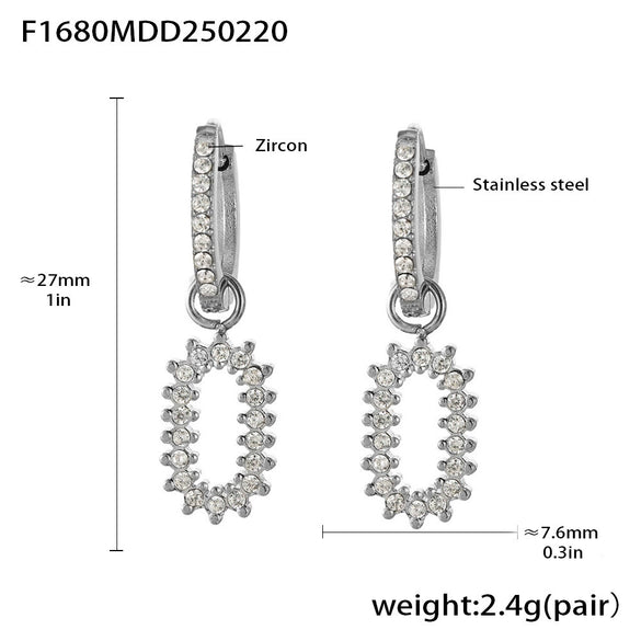 Wholesale Fashion Light Luxury Butterfly Zircon Pendant Earrings Stainless Steel Geometric Electroplated