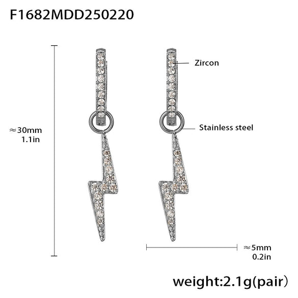 Wholesale Fashion Light Luxury Butterfly Zircon Pendant Earrings Stainless Steel Geometric Electroplated